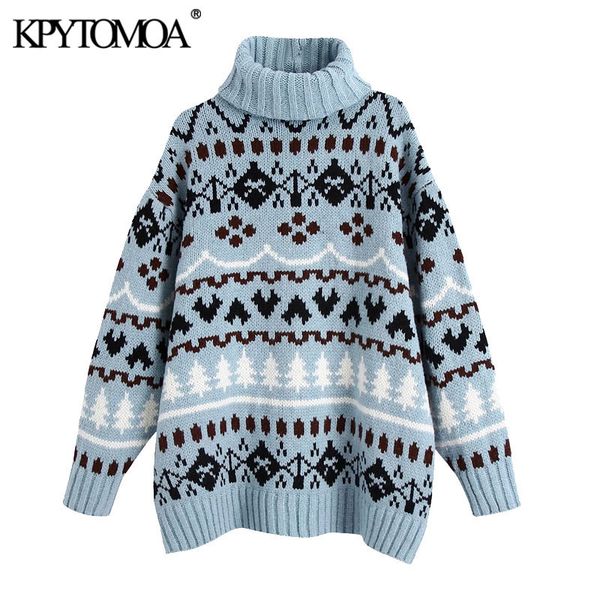 women fashion oversized jacquard knitted sweater vintage high neck long sleeve female pullovers chic 210416, White;black
women fashion oversized jacquard knitted sweater vintage high neck long sleeve female pullovers chic 210416, White;black