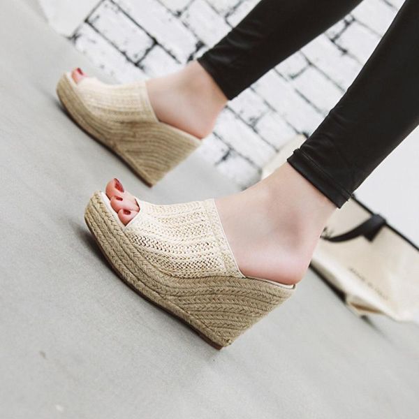slippers 2021 women fashion summer high heel slipper wedge platform slides fish mouth beach shoes sandals casual pumps, Black
slippers 2021 women fashion summer high heel slipper wedge platform slides fish mouth beach shoes sandals casual pumps, Black