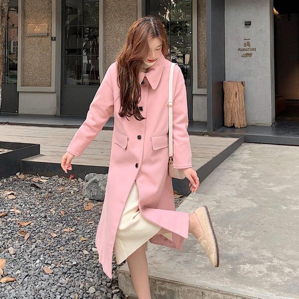 women's wool & blends 2021 autumn woolen coats sweet lovely loose korean fashion medium length single-breasted small square buckle jack, Black
women's wool & blends 2021 autumn woolen coats sweet lovely loose korean fashion medium length single-breasted small square buckle jack, Black