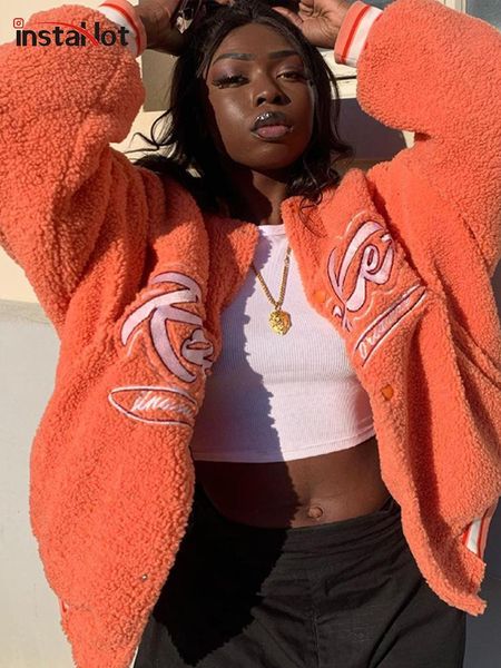 women's jackets insta school style women letter print jacket autumn long sleeve button oversized casual streetwear y2k warm sweater 202, Black;brown
women's jackets insta school style women letter print jacket autumn long sleeve button oversized casual streetwear y2k warm sweater 202, Black;brown