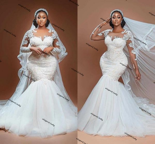 plus size mermaid wedding dresses sheer o-neck full lace beaded long sleeve african trumpet garden beach wedding gown robe de, White
plus size mermaid wedding dresses sheer o-neck full lace beaded long sleeve african trumpet garden beach wedding gown robe de, White