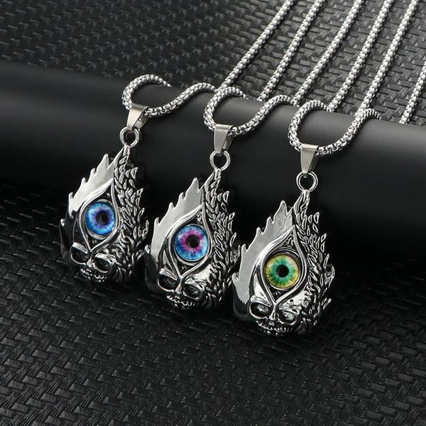 pendant necklaces european and american necklace men's trend hip-hop skull eye alloy stainless steel chain retro student accessories, Silver
pendant necklaces european and american necklace men's trend hip-hop skull eye alloy stainless steel chain retro student accessories, Silver