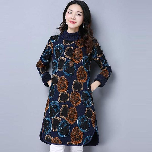 casual dresses 2021 women floral print turtleneck loose midi dress autumn winter cotton linen velvet basic plus size qh1331, Black;gray
casual dresses 2021 women floral print turtleneck loose midi dress autumn winter cotton linen velvet basic plus size qh1331, Black;gray