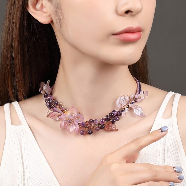 xianlan315 antique glass amethyst necklace female national wind clavicle chain neck chain web celebrity neck ornaments accessories, Silver
xianlan315 antique glass amethyst necklace female national wind clavicle chain neck chain web celebrity neck ornaments accessories, Silver
