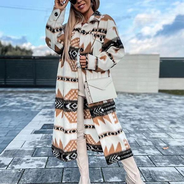 women's wool & blends 2021 fall/winter fashion lapel long sleeve jacket ladies casual single-breasted coat vintage pattern print overco, Black
women's wool & blends 2021 fall/winter fashion lapel long sleeve jacket ladies casual single-breasted coat vintage pattern print overco, Black