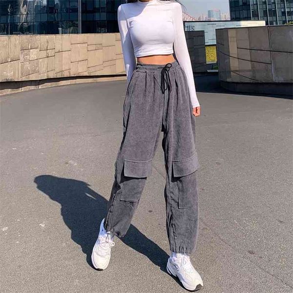 casaul drawstring gray corduroy y2k sweatpants joggers women harajuku loose long black trousers cargo pants capris 210510, Black;white
casaul drawstring gray corduroy y2k sweatpants joggers women harajuku loose long black trousers cargo pants capris 210510, Black;white