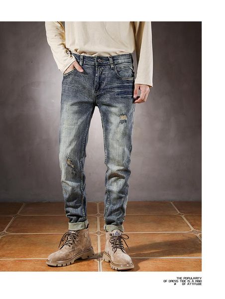men's jeans spring and autumn 2021 loose straight tide brand washed retro stretch long pants, Blue
men's jeans spring and autumn 2021 loose straight tide brand washed retro stretch long pants, Blue