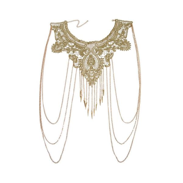 women gold tassels bikini crossover harness waist belly body chain necklace flower floral guipure collar lace trim embroidered chains, Silver
women gold tassels bikini crossover harness waist belly body chain necklace flower floral guipure collar lace trim embroidered chains, Silver