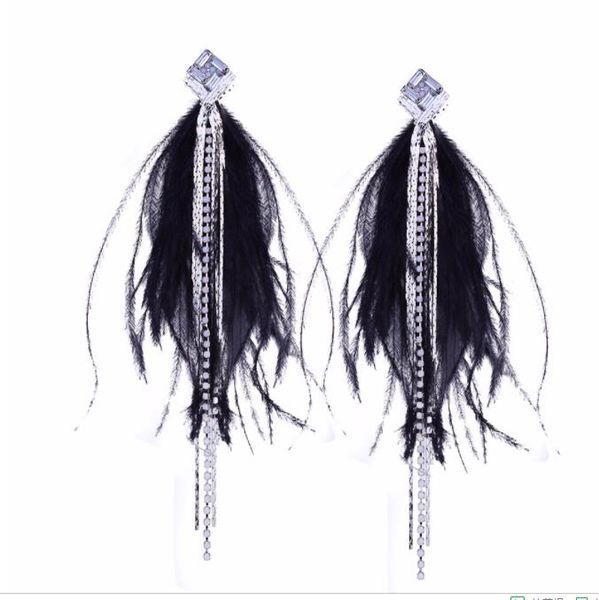 design long earrings with diamond tassel temperament sweet feather female earrings in 4 colors gift, Silver
design long earrings with diamond tassel temperament sweet feather female earrings in 4 colors gift, Silver