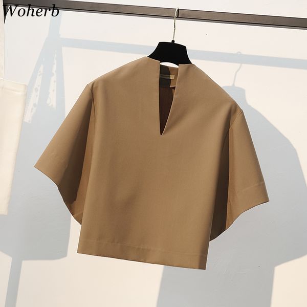 Women's Blouses & Shirts Woherb Plus Size Short Sleeve Blouse Women Sexy V-neck Office Lady Work Solid Casual Shirt Korean Blusas Camis, White
Women's Blouses & Shirts Woherb Plus Size Short Sleeve Blouse Women Sexy V-neck Office Lady Work Solid Casual Shirt Korean Blusas Camis, White