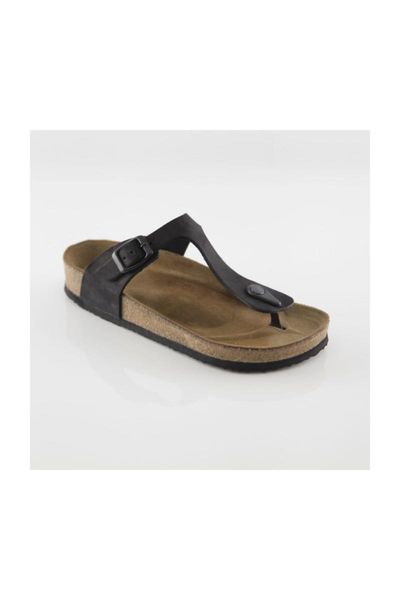 genuine leather women black sandals slippers
