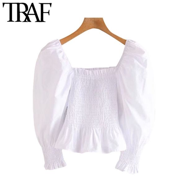 traf women sweet fashion elastic smocked cropped blouses vintage puff sleeves ruffled female shirts blusas chic 210401, White
traf women sweet fashion elastic smocked cropped blouses vintage puff sleeves ruffled female shirts blusas chic 210401, White