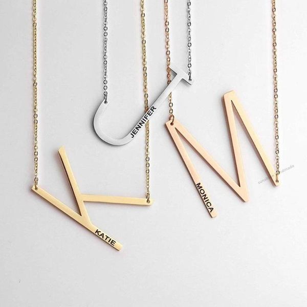 engraved alphabet letter initial necklace custom name memory jewelry mother's day gift sweater chain pendant necklaces, Silver
engraved alphabet letter initial necklace custom name memory jewelry mother's day gift sweater chain pendant necklaces, Silver