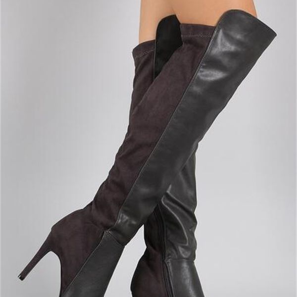 boot mode contrast color high heels women's pointed the knee shredded suede boots size 34 to 42 freight, Black
boot mode contrast color high heels women's pointed the knee shredded suede boots size 34 to 42 freight, Black