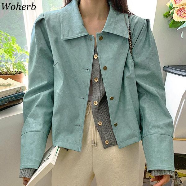 women's jackets woherb vintage jacket for women fall colthing korean temperament turn-down collar motorcycle leather loose casual coat, Black;brown
women's jackets woherb vintage jacket for women fall colthing korean temperament turn-down collar motorcycle leather loose casual coat, Black;brown