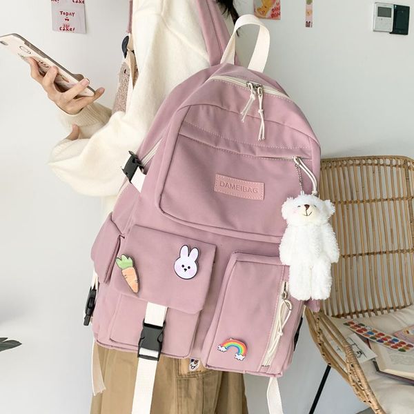pure color waterproof women backpack multi-pocket cute bear student schoolbag for teenage girl college shoulder backpak school bags 
pure color waterproof women backpack multi-pocket cute bear student schoolbag for teenage girl college shoulder backpak school bags