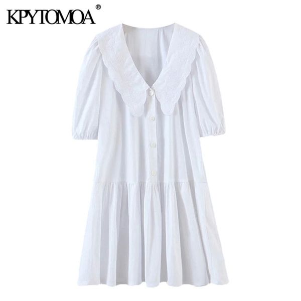 women sweet fashion embroidery ruffled white mini dress vintage peter pan collar puff sleeve female dresses mujer 210420, Black;gray
women sweet fashion embroidery ruffled white mini dress vintage peter pan collar puff sleeve female dresses mujer 210420, Black;gray