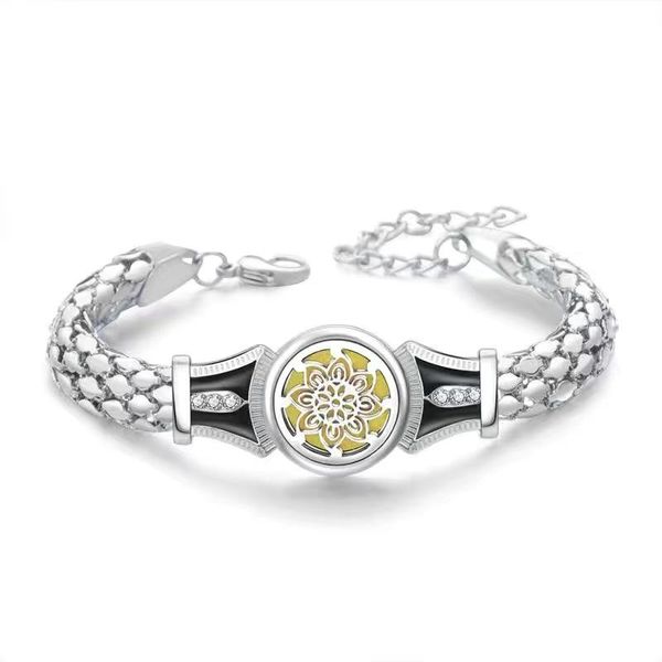 link, chain adjustable tree flower essential oil diffuser bracelet stainless steel locket, Black
link, chain adjustable tree flower essential oil diffuser bracelet stainless steel locket, Black