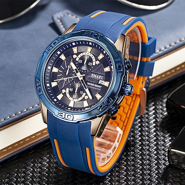 wristwatches men sport watch chronograph blue silicone strap quartz watches casual waterproof mens military wrist, Slivery;brown
wristwatches men sport watch chronograph blue silicone strap quartz watches casual waterproof mens military wrist, Slivery;brown