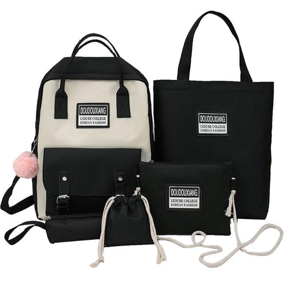5pcs/set teenager girls camping school bag canvas large capacity student wear resistant daily lapbackpacks zipper closure bags
5pcs/set teenager girls camping school bag canvas large capacity student wear resistant daily lapbackpacks zipper closure bags