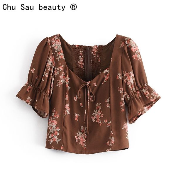fashion summer vintage floral print crop square collar slim puff sleeve backless short blouse women 210508, White
fashion summer vintage floral print crop square collar slim puff sleeve backless short blouse women 210508, White