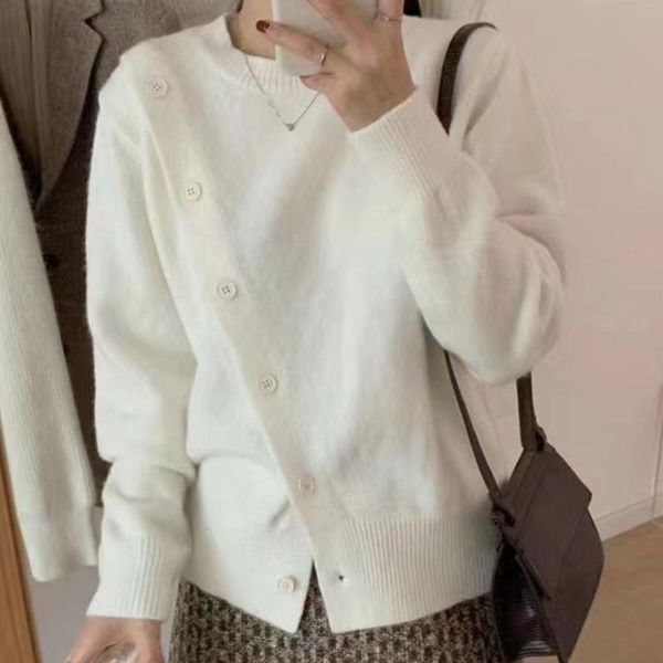 women's sweaters 2021 women sweater single breasted split fork round neck long sleeve warm autumn winter fashion temperament casual, White;black
women's sweaters 2021 women sweater single breasted split fork round neck long sleeve warm autumn winter fashion temperament casual, White;black