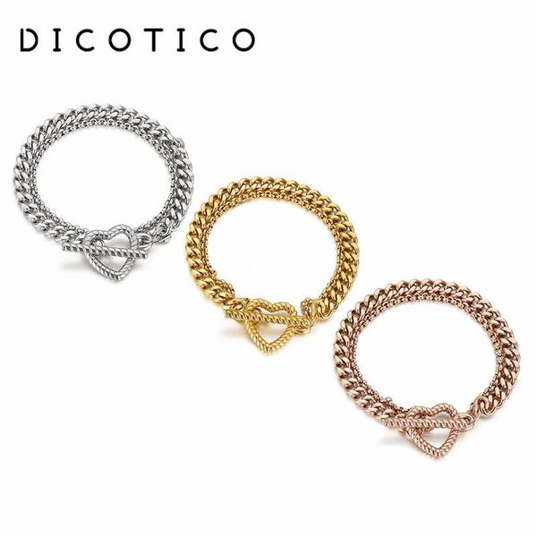 charm bracelets heart wristband for women cuban chain pulseras stainless steel double link bracelet jewelry wholesale items 2021, Golden;silver
charm bracelets heart wristband for women cuban chain pulseras stainless steel double link bracelet jewelry wholesale items 2021, Golden;silver