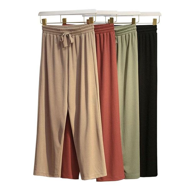 women's pants & capris 2021 oversized slacks women spring summer elastic waist straight solid color knit fabric casual trousers cozy fe, Black;white
women's pants & capris 2021 oversized slacks women spring summer elastic waist straight solid color knit fabric casual trousers cozy fe, Black;white