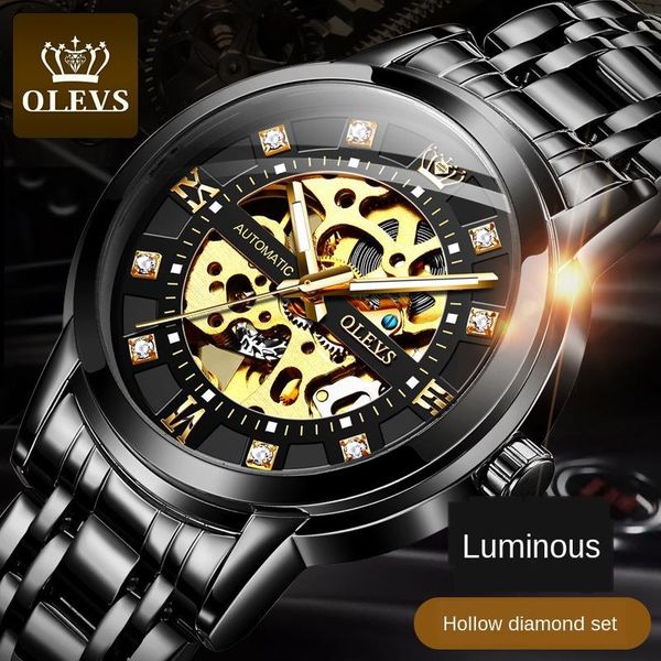 luxury skeleton automatic mechanical men's watch luminous diamond men watches stainless steel business sports male clock wristwatches, Slivery;brown
luxury skeleton automatic mechanical men's watch luminous diamond men watches stainless steel business sports male clock wristwatches, Slivery;brown