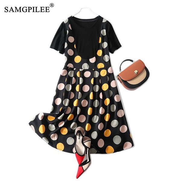 casual dresses fake two piece women 2021 o neck patchwork polka dot short sleeve korean style loose knee length dress plus size 4xl, Black;gray
casual dresses fake two piece women 2021 o neck patchwork polka dot short sleeve korean style loose knee length dress plus size 4xl, Black;gray