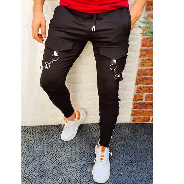 2021 autumn and winter men's casual sports pants color matching hip-hop fitness foot zipper stitching trousers, Black
2021 autumn and winter men's casual sports pants color matching hip-hop fitness foot zipper stitching trousers, Black