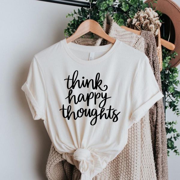women's t-shirt sugarbaby arrival think happy thoughts funny graphic choose t shirt short sleeved fashion drop ship, White
women's t-shirt sugarbaby arrival think happy thoughts funny graphic choose t shirt short sleeved fashion drop ship, White