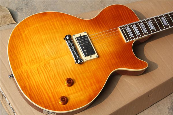 selling guitar mahogany wood body and with flamed maple cherryburst color with one humbucker pickup
selling guitar mahogany wood body and with flamed maple cherryburst color with one humbucker pickup