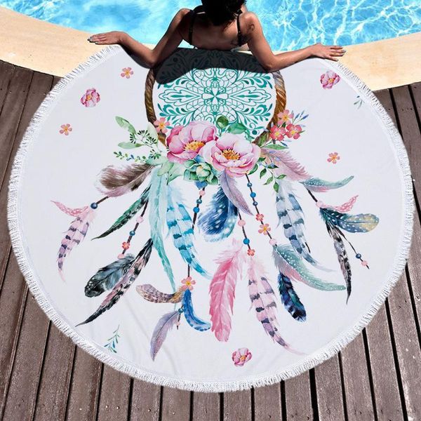 150cm dream catcher feather pattern round beach towel w/ tassels microfiber shower bath yoga mat camping blanket outdoor pads
150cm dream catcher feather pattern round beach towel w/ tassels microfiber shower bath yoga mat camping blanket outdoor pads