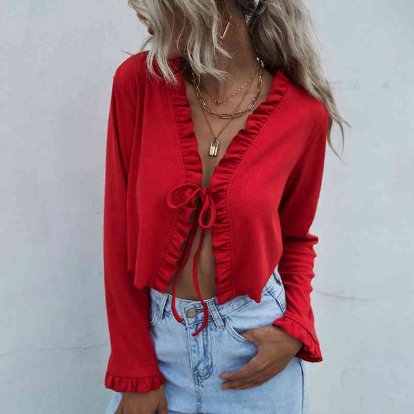 autumn red cardigans female wooden ear breasted button v-neck cardigan thin short jacket v-neck ruffles cardigans for women 210514, White
autumn red cardigans female wooden ear breasted button v-neck cardigan thin short jacket v-neck ruffles cardigans for women 210514, White