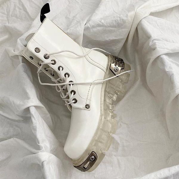 boots women's ankle crystal transparent sole white shoes lace up punk motorcycle round toe b100, Black
boots women's ankle crystal transparent sole white shoes lace up punk motorcycle round toe b100, Black