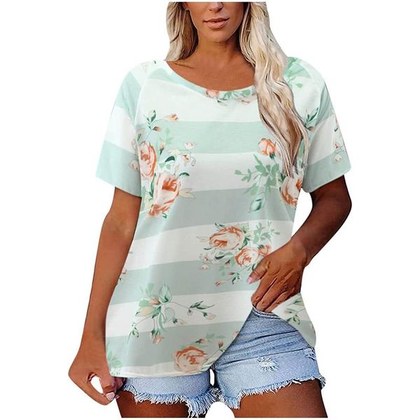 women's blouses & shirts plus size womens and for women floral graphic o-neck tees short sleeve blusas mujer de moda 2021, White
women's blouses & shirts plus size womens and for women floral graphic o-neck tees short sleeve blusas mujer de moda 2021, White