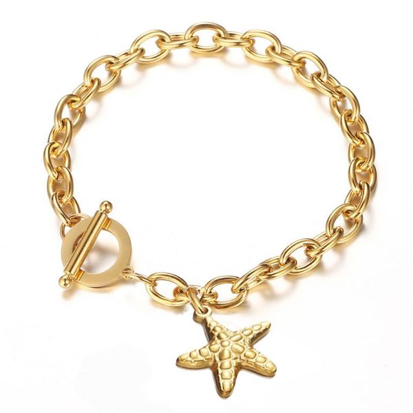charm bracelets gold color stainless steel thick chain shell starfish for woman girls ot toggle bracelet ocean jewelry, Golden;silver
charm bracelets gold color stainless steel thick chain shell starfish for woman girls ot toggle bracelet ocean jewelry, Golden;silver