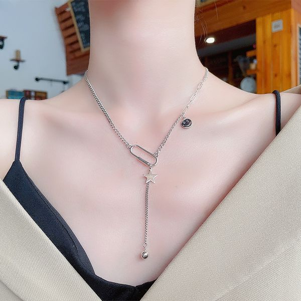chaosheng s925 sterling silver splicing pin star smiling face accessories round bead tassel necklace creative fashion sweater chain
chaosheng s925 sterling silver splicing pin star smiling face accessories round bead tassel necklace creative fashion sweater chain