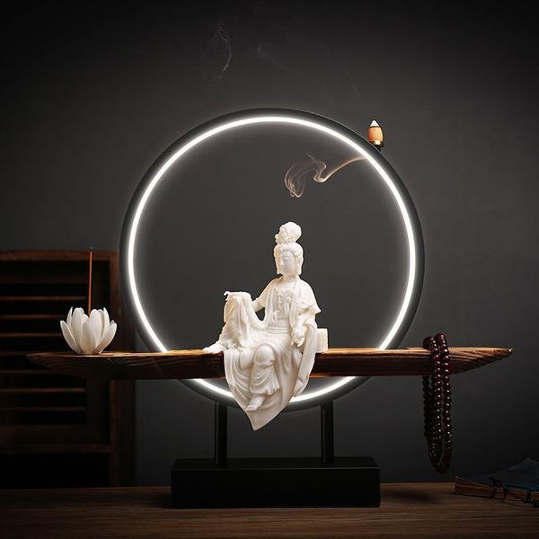 fragrance lamps guanyin backflow incense burner with led light smoke waterfall sticks holder 20 pcs cones ceramic deskornaments
fragrance lamps guanyin backflow incense burner with led light smoke waterfall sticks holder 20 pcs cones ceramic deskornaments