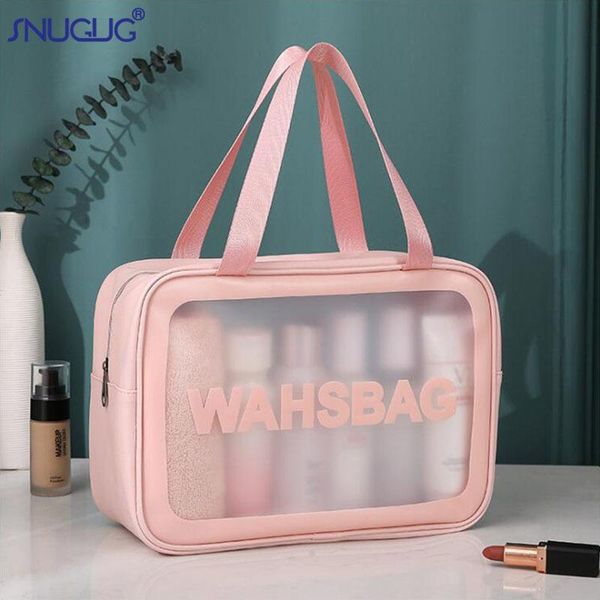 transparent travel waterproof cosmetic bag portable woman large toilet pvc ladies washbag make up organizer clear makeup bags & cases