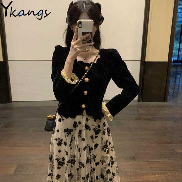 elegant skirt two piece set women velvet single-breasted ruffle long sleeve coat + flowers tulle skirt korean fashion clothing 210619, White
elegant skirt two piece set women velvet single-breasted ruffle long sleeve coat + flowers tulle skirt korean fashion clothing 210619, White