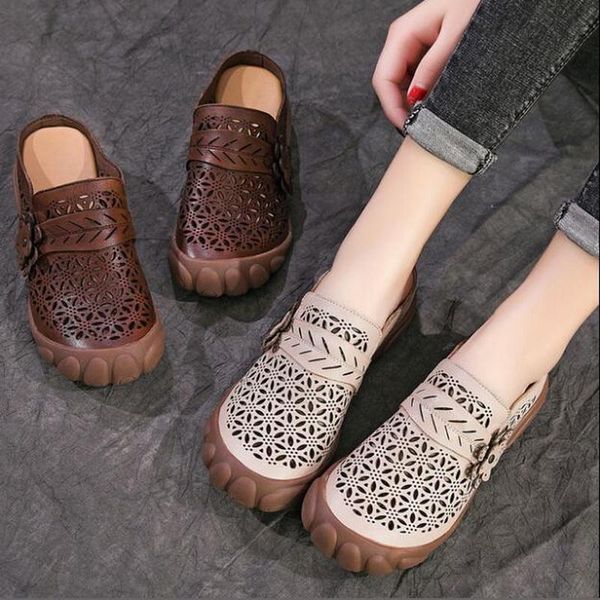 slippers 2021 fashion cut-outs women shoes summer comfortable retro flower flat sandals genuine leather lady slides woman, Black
slippers 2021 fashion cut-outs women shoes summer comfortable retro flower flat sandals genuine leather lady slides woman, Black