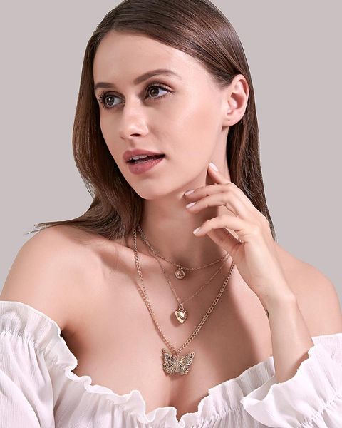 chains personality exaggerated love hollow butterfly necklace fashion long multi-layer sweater chain round printing pendant for women, Silver
chains personality exaggerated love hollow butterfly necklace fashion long multi-layer sweater chain round printing pendant for women, Silver