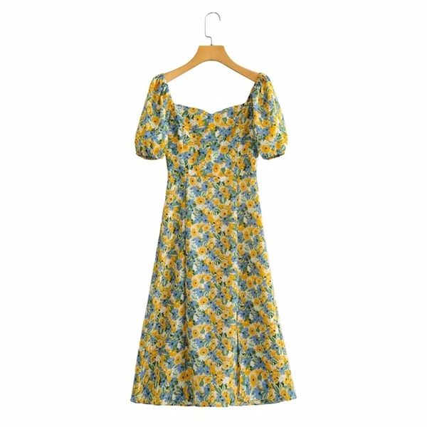 women summer split dress lantern sleeve floral printed chic summer long for female 210524, Black;gray
women summer split dress lantern sleeve floral printed chic summer long for female 210524, Black;gray