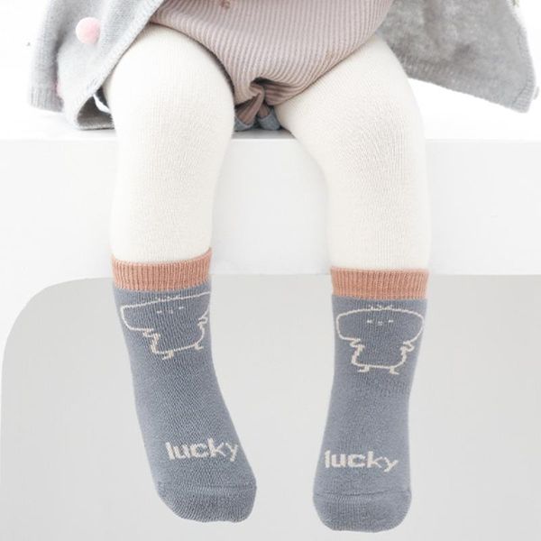 socks cartoon printed cute baby winter warm soft cotton born infant non-slip sole boys girls kids sock floor, Pink;yellow