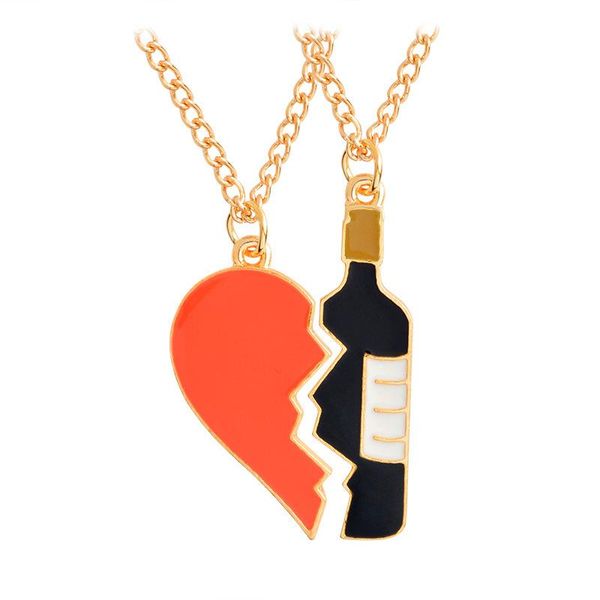 pendant necklaces 2pcs/set friends lovers half heart wine bottle bff friendship creative jewelry christmas gift birthday, Silver
pendant necklaces 2pcs/set friends lovers half heart wine bottle bff friendship creative jewelry christmas gift birthday, Silver