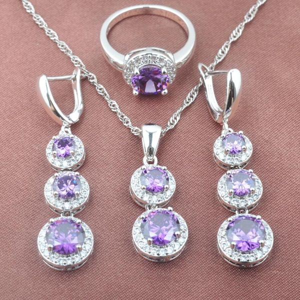 earrings & necklace elegant design purple zirconia white cz women's silver color jewelry sets pendant ring tz0489
earrings & necklace elegant design purple zirconia white cz women's silver color jewelry sets pendant ring tz0489