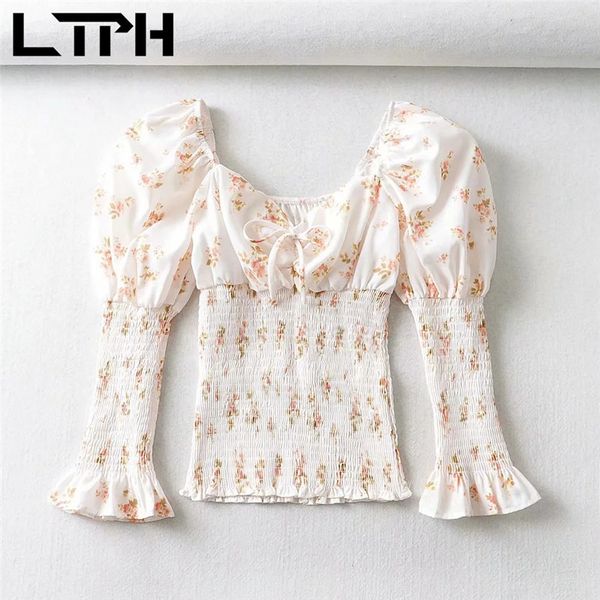 pastoral style vintage blouses women short puff sleeve floral print shirts elastic waist slim shirt summer 210427, White
pastoral style vintage blouses women short puff sleeve floral print shirts elastic waist slim shirt summer 210427, White