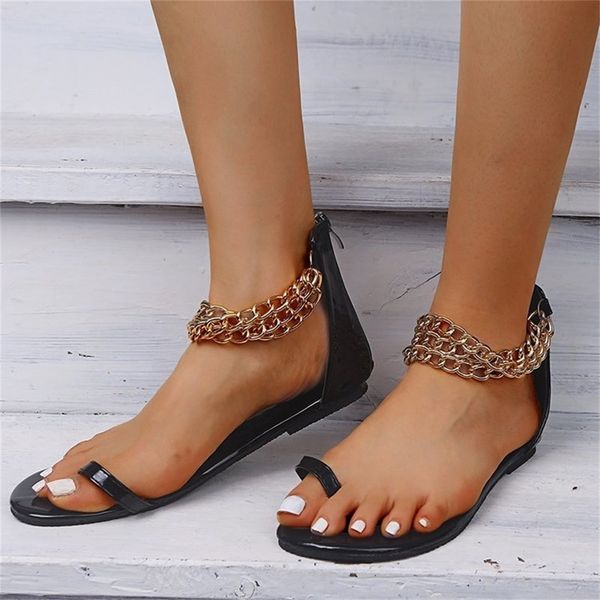 women flat sandals 2021 spring summer new metal chain clip toe ladies casual shoes pvc transparent female beach sandals, Black
women flat sandals 2021 spring summer new metal chain clip toe ladies casual shoes pvc transparent female beach sandals, Black